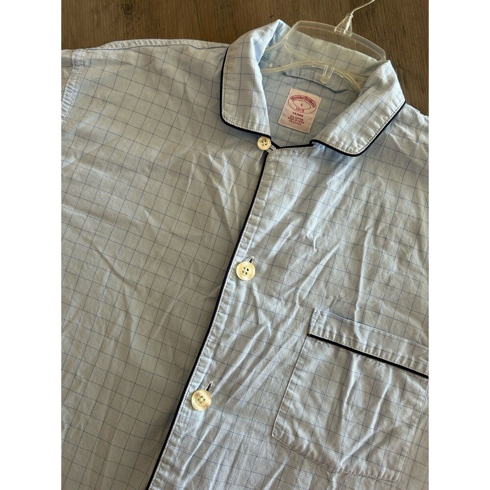 Brooks Brothers 1818 Pajama Sleep Shirt Blue Plaid 100% Cotton Size S